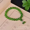 Pulsera de Cuentas Redondas de Zafiro de Taiwán de Xinjiang para Mujer, Pulsera de Jade Multi-Tesoro de Jaspe, Cuarcita Verde Espinaca, Venta Directa