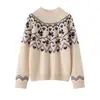 Suéter Pulôver Feminino Jacquard Espesso de Dupla Camada em Cashmere, Modelo Novo Inverno 2025, Suéter Elegante e Emagrecedor