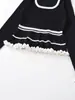 Exportación Transfronteriza Otoño e Invierno 2025 Nuevo Estilo Cuello Cuadrado Manga Larga Holgado y Versátil Jersey de Punto Decorativo de Capas para Mujer