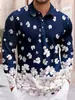 Camisa polo masculina casual com estampa, manga longa, importada, digital, cor bloco Amazon, moda masculina