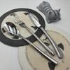 Conjunto de talheres de comida ocidental de aço inoxidável da série French Moonlight, faca e garfo para bife, colher, faca e garfo para comida ocidental, logotipo para impressão