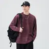 Camiseta de manga larga de alta gama estilo japonés, 300g, textura pesada, para hombre, otoño, vintage, moderna, corte holgado, versátil, casual, básica