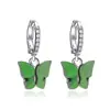 Pendientes de mariposa de colores para mujer, estilo Ins, diseño creativo de nicho, con gota de diamante y aceite, venta al por mayor