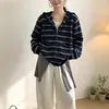 Cárdigan de punto con capucha y cordón a rayas estilo coreano LEKA 2026 otoño e invierno nuevo suelto adelgazante elegante casual suéter