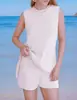 Nuevo Verano 2025 Playa para Mujer Transfronterizo Amazon Popular para Mujer Holgado Casual Cuello Redondo Chaleco Pantalones Cortos
