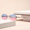 Nuevas gafas de sol sin montura con la letra F y diamantes, montura ovalada, gafas de sol de moda, tendencia europea y americana, gafas decorativas de protección solar con montura pequeña