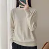 Outono/Inverno 2026 Novo Tricô de Gola Alta Manga Longa Feminino Cor Sólida Strass Hot Fix Miçangas Solto Camada Base Top