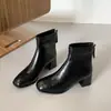 Botas curtas de moda com zíper nas costas, novo estilo outono 2026, versáteis, emagrecem, elegantes, salto grosso, adequadas para trabalho e uso casual, botas curtas femininas