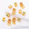 Pulsera Hecha a Mano DIY Accesorios de Cuentas Aleación de Oro Arena Accesorios de Aleación de Oro Mate Flor de Trébol de Cuatro Hojas Doble Cara Cuentas de Agujero Grande Cuentas Espaciadoras