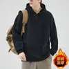 Outono e Inverno Novo Preto Look Emagrecedor Moletom Solto Textura Clássica Top Esportivo Pulôver com Capuz Feminino Mesmo Estilo para Homens e Mulheres