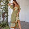 Di Yun 2026 Primavera/Verão Cruzamento Europeu e Americano Vestido de Viscose Estampado Estilo Francês Estampado Estilo Férias Decote Quadrado Vestuário Feminino