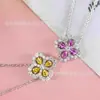 Collar Hw Trébol de Cuatro Hojas Chapado en Oro Blanco de 18 Quilates Collar con Bucle de Diamante Trébol de Cuatro Hojas Gota de Agua en Cadena para Clavícula de Mujer Nicho