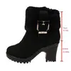 Botas Martin de tamanho grande para comércio exterior em estoque, novo estilo outono e inverno 2026, botas femininas da moda com zíper lateral de strass, botas quentes de algodão de salto alto