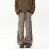 Pantalones casuales de trabajo tie-dye retro americano para hombre, talla grande, doble pinza, corte holgado, pierna ancha, largos hasta el suelo, pantalones de cintura elástica