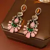 Pendientes Largos de Flor de Diamante Vintage de Segunda Mano, Pendientes de Moda, Exquisitos y Versátiles, Pendientes Retro de Alta Gama para Mujer