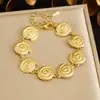 Pulsera de Lujo Ligero Nueva y de Moda Transfronteriza, Popular en Medio Oriente, Joyería al por Mayor, Pulsera de Acero Inoxidable con Círculo de Concha para Mujer