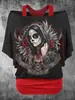 Camiseta Transfronteiriça Estampada com Caveira Digital 3D AliExpress Mais Vendida Camisa Básica de Manga Curta Roupa Externa de Primavera Feminina Camisa de Manga Curta