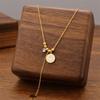 Colar estilo coreano com franja pingando óleo, rosto sorridente, aço titânio, feminino, banho de ouro real, corrente para clavícula que não desbota, em estoque, atacado