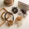 Scrunchie de Rede com Estampa de Leopardo e Coração 2026 Novo Estilo Feminino de Alta Qualidade para Coque Acessório de Cabelo Extra Grande Corda de Cabelo