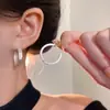 Brincos de Argola Minimalistas Prateados em Formato C para Mulheres, Brincos de Tarraxa Geométricos Metálicos Foscos Escovados Atacado