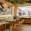 Mesas y sillas de restaurante estilo japonés, sofás de cabina para restaurante de comida ligera estilo coreano, sillas de comedor, mesas y sillas estilo madera natural para sushi y cafetería