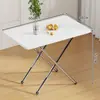 Mesa Plegable Rectangular Mesa Pequeña Mesa de Comedor para Dormitorio Mesa Cuadrada de Almacenamiento Portátil para Puesto Mesa de Comedor para Casa de Alquiler Simple