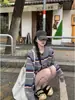 Cardigã de malha listrado color-block estilo coreano para mulheres, novo modelo outono e inverno 2026, versátil, afina a silhueta, solto, estilo casual, casaco suéter