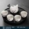 Conjunto de Chá Kung Fu com Bandeja, Conjunto Pequeno, Um Bule e Quatro Xícaras, Portátil para Casa, Dormitório, Hotel, Design Simples