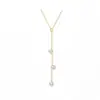 Colar Pingente Redondo de Zircônia Banhado a Ouro 18K Prata de Lei S925 Concha Prateada Corrente de Suéter Versátil Simples Exquisite Corrente de Franja Coreana