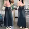 Vestido Largo de Mezclilla Retro a la Moda para Mujer Popular Este Año de Forma de Pera Cintura Alta que Cubre la Cadera Suelto Adelgazante Versátil Falda de Paraguas