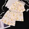 Pijama de Verão para Meninas, Conjunto de Pijama Cardigan de Algodão Nuvem de Manga Curta para Meninas, Conjunto de Roupa de Casa para Crianças Maiores