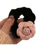 Diadema con horquilla de camelia de terciopelo rosa, tocado, accesorios para el cabello de alta elasticidad, pinza de tiburón, cordón para el cabello, accesorios para el cabello