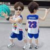 Roupas de Verão para Crianças Meninos Traje de Secagem Rápida 2025 Novo Uniforme de Basquete para Meninos Verão Pato Amarelo Pequeno Roupas Infantis Roupas de Bebê
