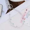 Cadena para Teléfono de Flor con Perlas y Pedrería Estilo Lujo Ligero, Correa para Teléfono de Diseño Único, Llavero de Perlas para Muñeca