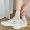 Calcetines Dadongmen Estilo Coreano Simple Estilo Japonés para Mujer Media Caña con Caritas Sonrientes Color Puro Color Caramelo Algodón Peinado Calcetines de Mujer Calcetines de Cinco Puntos