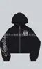 Exportação Transfronteiriça Retrô Americano Primavera e Outono Novo Estilo Lavado com Capuz Estampado Personalizado Zíper Moletom Jaqueta Solta