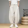 Novas Calças de Linho de Algodão Estilo Chinês para Homem Calças Jogger Finas de Verão para Homem Calças Largas de Linho Calças Longas Calças Cenoura