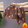 Ropa de Invierno para Niños Perrito Algodón Grueso Conjunto de Ropa para Casa 2025 Invierno Nuevo Pijamas Cálidos para Bebé Tendencia