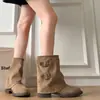 Botas Nuevas de Media Caña Otoño/Invierno 2026, Botines de Punta Redonda, Botas de Moda Versátiles y Modernas para Mujer, Botas Martin sin Cordones