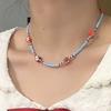 Diseño Nicho Collar de Cuentas de Manzana Mitad Cortada Lindo Estilo Showa Diversión Infantil Dopamina Joyería Hecha a Mano Accesorios Verano para Mujer