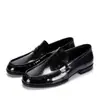 Mocasines de piel auténtica para hombre, zapatos sin cordones, de charol británico, informales, de negocios, hechos a mano, de piel de vaca