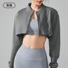 Chaqueta Deportiva de Yoga de Manga Larga Transfronteriza para Mujer, Camisa con Cremallera y Cuello Alto, Cubre Ropa Suelta Sexy que Muestra el Ombligo para Correr y Fitness para Mujer