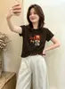 Camiseta de Algodón Acanalado Guangzhou Thirteen Sources 220g para Mujer, Directo de Fábrica, Top de Manga Corta Ajustado, Oferta Especial Segunda Remesa de Verano