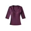 RY2640-26 Camiseta de Manga Curta com Bojo Camada Base Modeladora Top Verão Estilo Coreano Ajustada Cor Macaron Desejo Puro