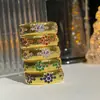 Anel Tesouro Cor Escovada Italiana Novo Vintage Versa Banhado a Ouro Colorido Forte Zircônia Arco-Íris Anel Diário Feminino