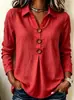 Moda Feminina Cruzada Europeia e Americana para Primavera e Outono de 2026 Nova Blusa Solta Amazon Cor Sólida Gola Camisa Botões Franzido Manga Longa