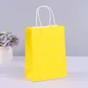 Suministro Listo Bolsa de Papel Kraft Colorida en Blanco Joyería Comida Para Llevar Empaque Fondo Cuadrado Bolsa de Compras para Regalo ins