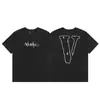 VLONE FOG Trendy Brand Big V Mother Logo Cherry Blossom Manga curta Esboço Bordado Lip Print Graffiti Print Camiseta