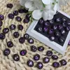 Caja de Amatista Natural Bolas de Cristal Huecas con Forma de Corazón Ovalado Cuentas con Agujero Recto Cuentas para Manualidades Cadena para Bolígrafo Cadena para Teléfono Móvil Llave