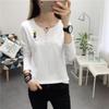 2472 # Nueva Camiseta Trendy de Manga Larga Estilo Coreano (Toma real) (95 Algodón 5 Spandex) (Añadir 2Xl/3Xl)